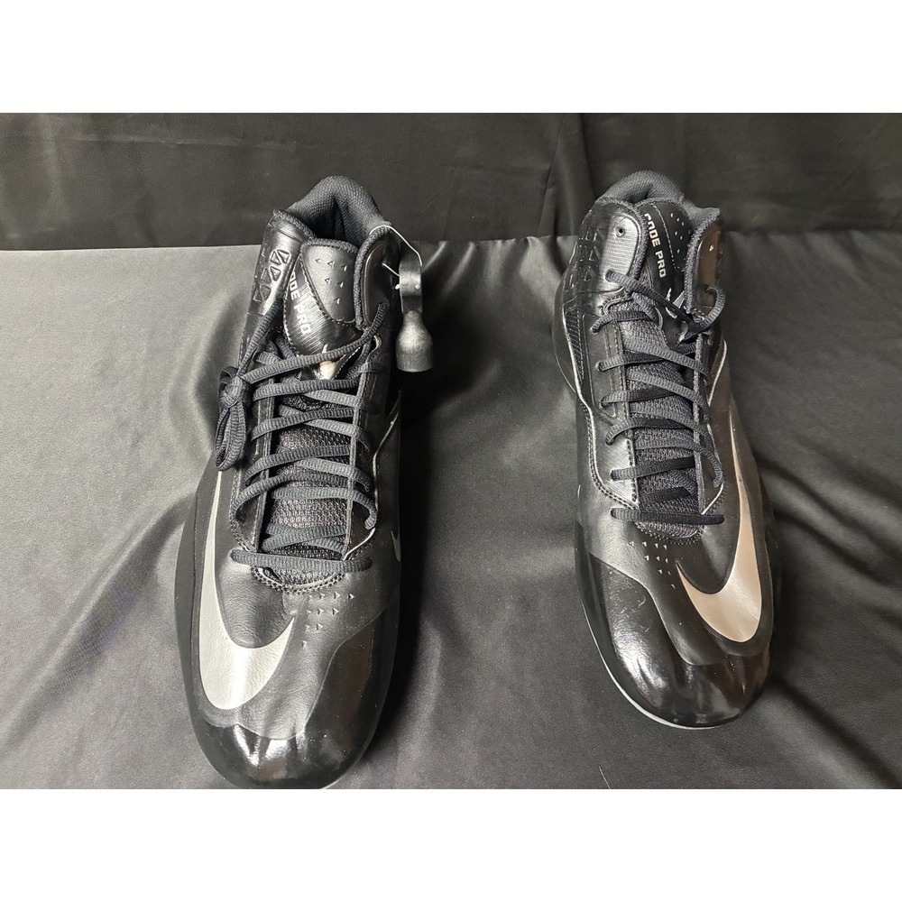 Nike Lunar Code Pro 3/4 Football Cleats Black Silver 579669-002 Mens Size 16 US
